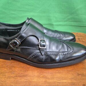100% authentic Salvatore Ferragamo Leather Lasercut Accents Monk Straps S 10.5 D